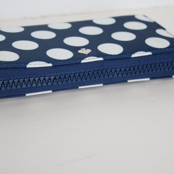 NWT Kate Spade Blue w/ White polka dot continental wallet - Picture 4 of 7